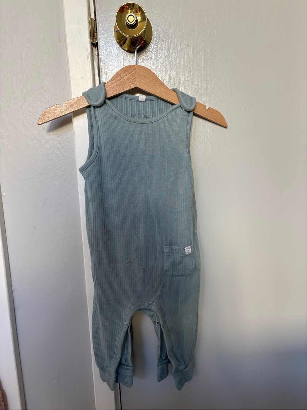 Mori baby Ribbed Sleeveless Romper in blue